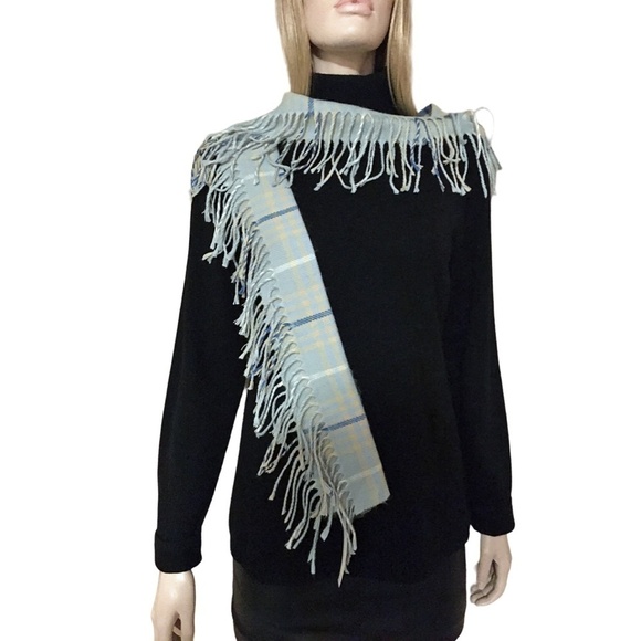 Capelli New York Blue & Beige Fringe Scarf Shawl Wrap Super Soft Made in Italy - Picture 5 of 11